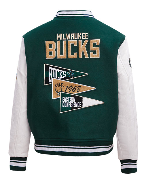 Women's Pro Standard Pennants Milwaukee Bucks Wool Varsity Jacket-back