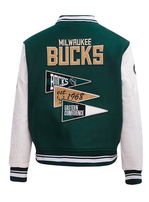 Women's Pro Standard Pennants Milwaukee Bucks Wool Varsity Jacket-back