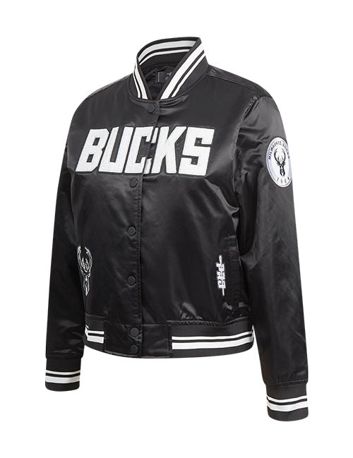 Women's Pro Standard Pearls Milwaukee Bucks Satin Jacket-angled front