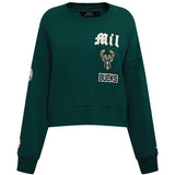 Women's Pro Standard Old English Milwaukee Bucks Crewneck Sweatshirt-front