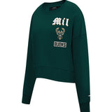 Women's Pro Standard Old English Milwaukee Bucks Crewneck Sweatshirt-front