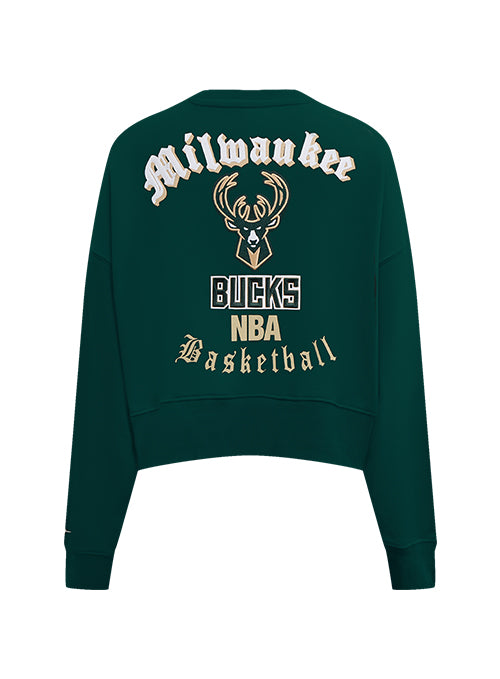 Women's Pro Standard Old English Milwaukee Bucks Crewneck Sweatshirt-back