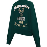 Women's Pro Standard Old English Milwaukee Bucks Crewneck Sweatshirt-angled back