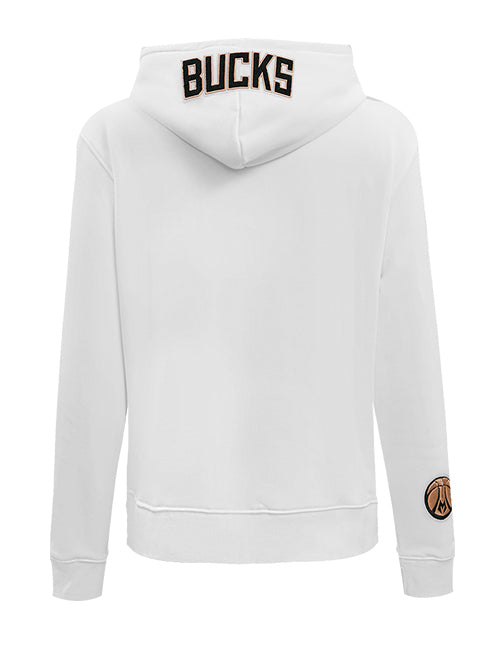 Women's Pro Standard Classic White Milwaukee Bucks Hooded Sweatshirt-back