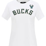 Women's Pro Standard Classic White Milwaukee Bucks Slim Fit T-Shirt-front