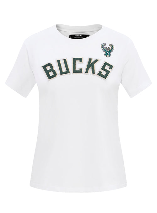 Women's Pro Standard Classic White Milwaukee Bucks Slim Fit T-Shirt-front