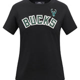 Women's Pro Standard Classic Black Milwaukee Bucks Slim Fit T-Shirt-front