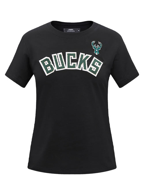 Women's Pro Standard Classic Black Milwaukee Bucks Slim Fit T-Shirt-front