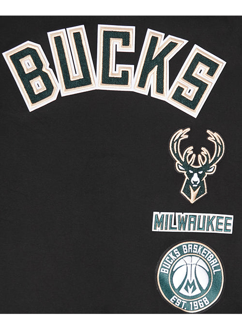 Pro Standard Classic Logos Black Milwaukee Bucks T-Shirt-chest logos