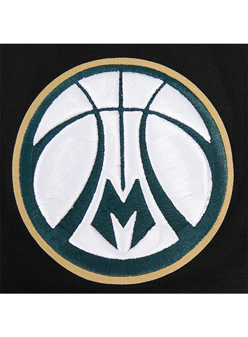 Pro Standard Classic Logos Black Milwaukee Bucks T-Shirt- sleeve patch