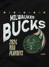 Women's Stadium Essentials Playoffs 2024 Hoops Milwaukee Bucks T-Shirt-graphic