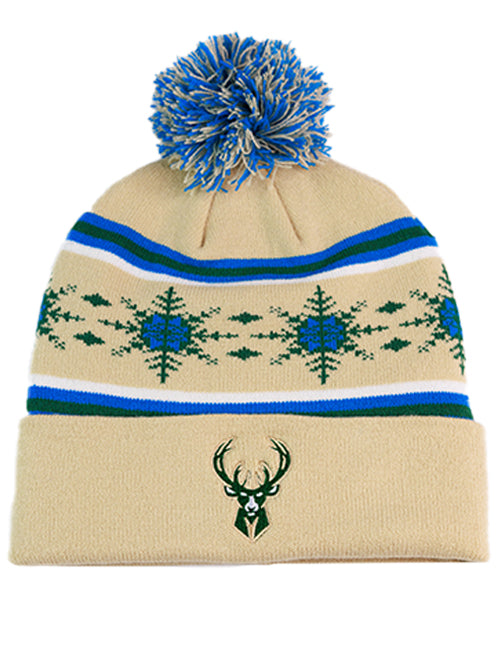 Item of the Game Winter Sweater Milwaukee Bucks Pom Cuff Knit Hat-front