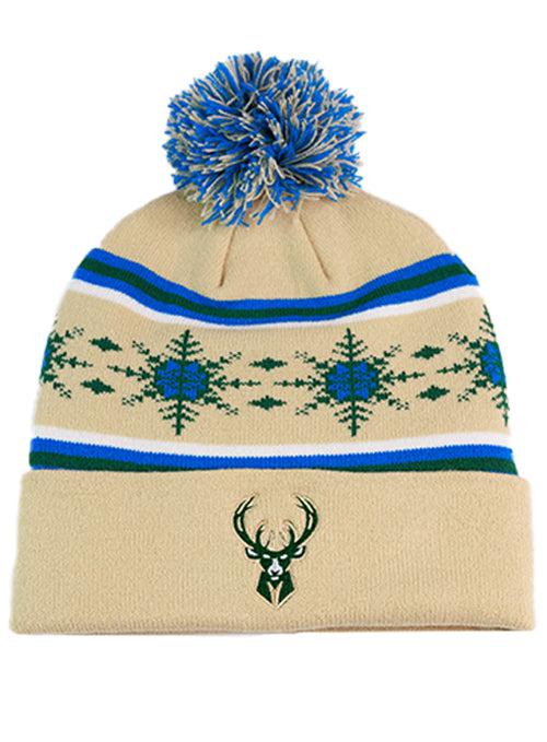 Item of the Game Winter Sweater Milwaukee Bucks Pom Cuff Knit Hat-front