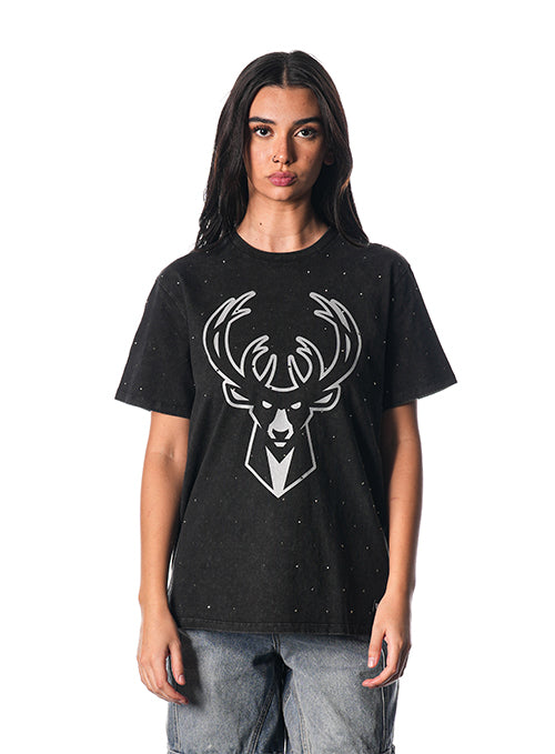 Women's The Wild Collective Crystal Milwaukee Bucks T-Shirt