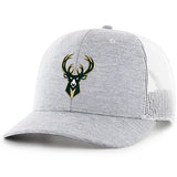 47' Brand Harrington Grey Milwaukee Bucks Trucker Adjustable Hat-front