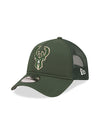 New Era 9Forty Icon Green Milwaukee Bucks Trucker Adjustable Hat-left