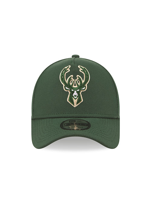 New Era 9Forty Icon Green Milwaukee Bucks Adjustable Hat-front