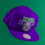 Mitchell & Ness HWC '93 Badge Line Milwaukee Bucks Snapback Hat-stylized