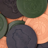 Woolly Made 4-Pack Milwaukee Bucks Leather Coasters-photoshoot