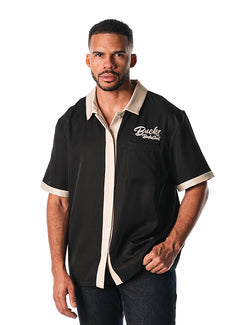 The Wild Collective Fear The Deer Button Up Milwaukee Bucks Bowling Shirt-front, male model