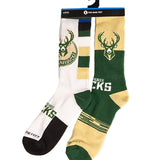 For Bare Feet Two-Pack Milwaukee Bucks Socks