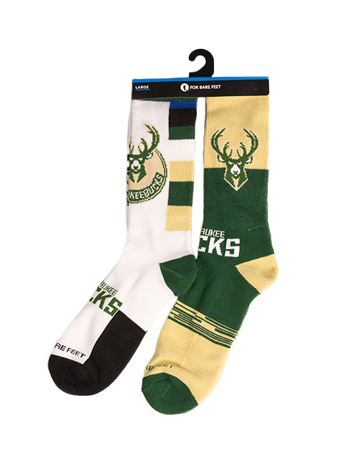 For Bare Feet Two-Pack Milwaukee Bucks Socks