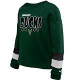 Youth New Era Hearts Milwaukee Bucks Crewneck Sweatshirt-front