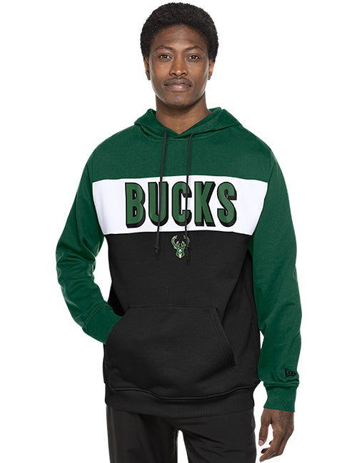 New Era Game Day Block Milwaukee Bucks Hooded Sweatshirt-model