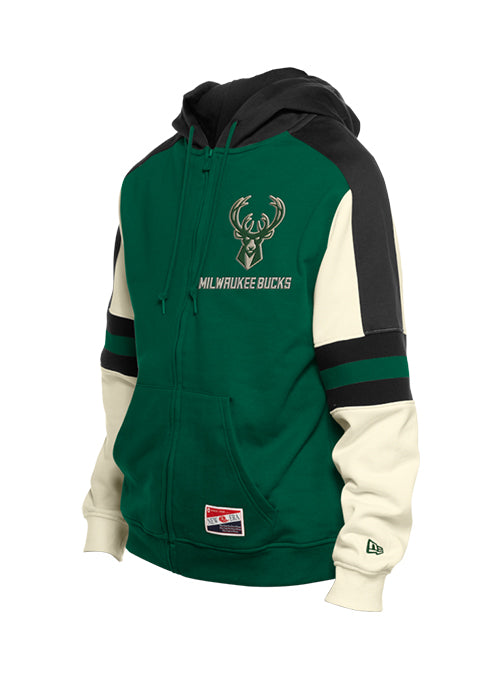 New Era Throwback Milwaukee Bucks Full Zip Hooded Sweatshirt-front