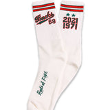 Bucks In Six x Roots Of Fight Double Stripe Script Milwaukee Bucks Crew Socks