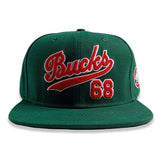 Bucks In Six x Roots Of Fight '68 Script Milwaukee Bucks Snapback Hat-front