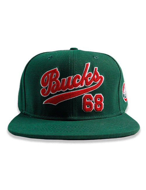 Bucks In Six x Roots Of Fight '68 Script Milwaukee Bucks Snapback Hat-front