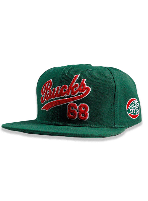 Bucks In Six x Roots Of Fight '68 Script Milwaukee Bucks Snapback Hat-left