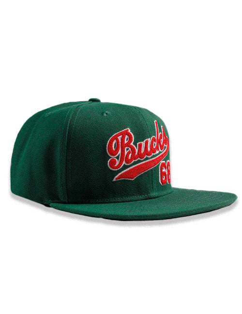 Bucks In Six x Roots Of Fight '68 Script Milwaukee Bucks Snapback Hat-right