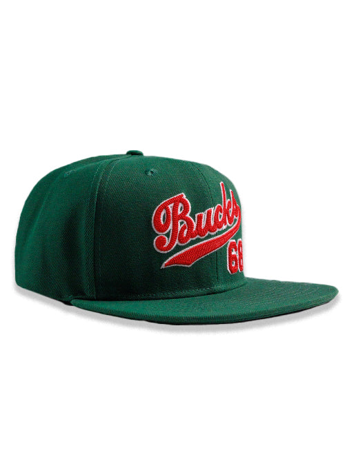 Bucks In Six x Roots Of Fight '68 Script Milwaukee Bucks Snapback Hat-right