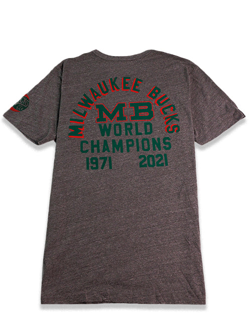 Bucks In Six x Roots Of Fight World Champs Script Milwaukee Bucks T-Shirt-back