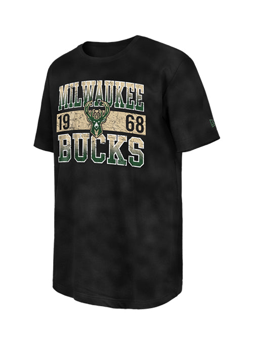 New Era '68 Black Milwaukee Bucks Washed T-Shirt-front
