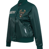 Women's Pro Standard Game Day Milwaukee Bucks Satin Jacket-angled front