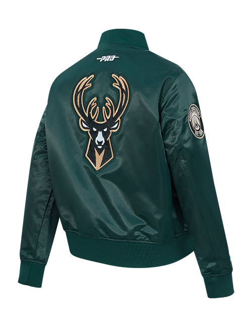 Women's Pro Standard Game Day Milwaukee Bucks Satin Jacket-angled right