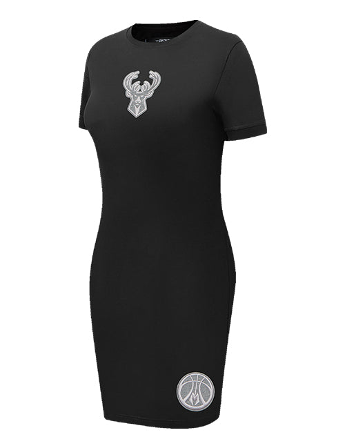 Women's Pro Standard Reverse Terry Milwaukee Bucks Bodycon T-Shirt Dress-angled front