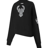 Women's Pro Standard Reverse Terry Milwaukee Bucks Crewneck Sweatshirt-angled back
