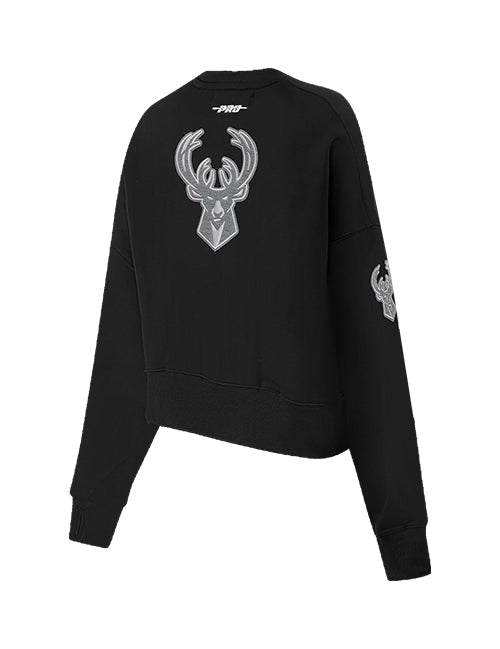 Women's Pro Standard Reverse Terry Milwaukee Bucks Crewneck Sweatshirt-angled back
