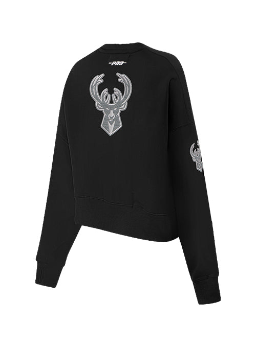 Women's Pro Standard Reverse Terry Milwaukee Bucks Crewneck Sweatshirt-angled back
