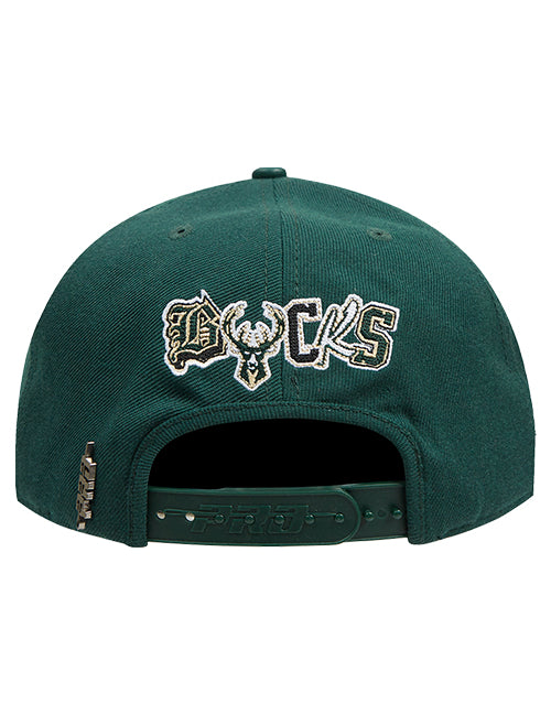 Pro Standard Ransom Milwaukee Bucks Pinch Front Snapback Hat-back
