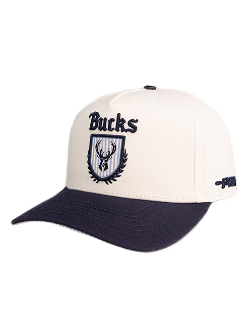 Pro Standard Seersucker Milwaukee Bucks Pinch Front Snapback Hat-left