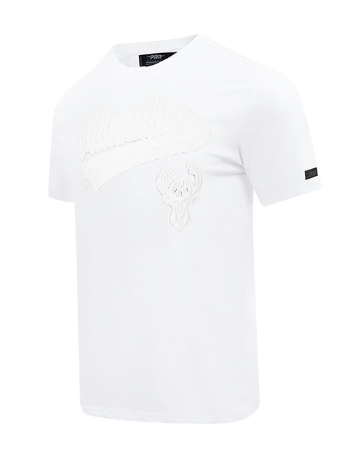 Pro Standard White Out Milwaukee Bucks T-Shirt-angled front