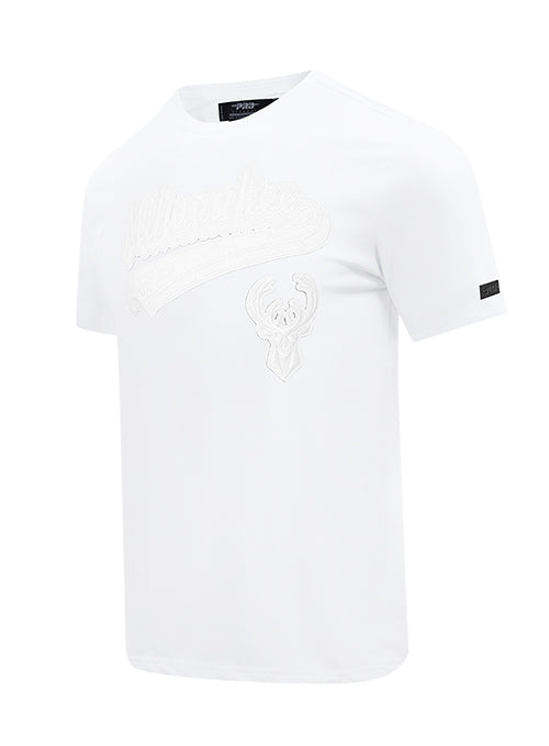 Pro Standard White Out Milwaukee Bucks T-Shirt-angled front
