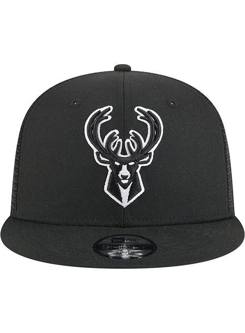 Youth New Era 9Fifty Tonal Milwaukee Bucks Trucker Snapback Hat-front