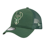 Youth New Era 9Forty Milwaukee Bucks Trucker Snapback Hat-left