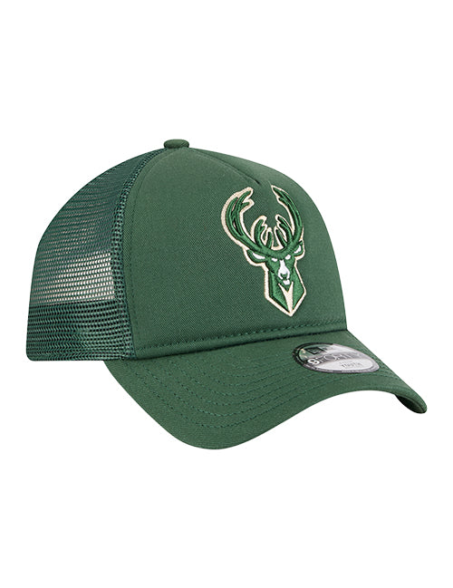 Youth New Era 9Forty Milwaukee Bucks Trucker Snapback Hat-right
